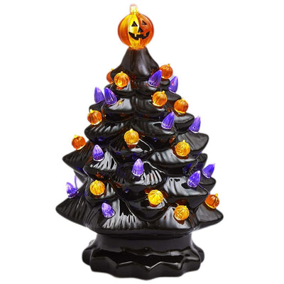 Lighted Ceramic Halloween Tree Tabletop Halloween Decoration Halloween Tree Pumpkin Light