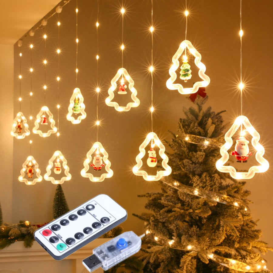 Fairy Christmas Lights LED Star Christmas Tree Snowman Santa String Lights for Indoor Outdoor Party Wedding Holiday Decorations
