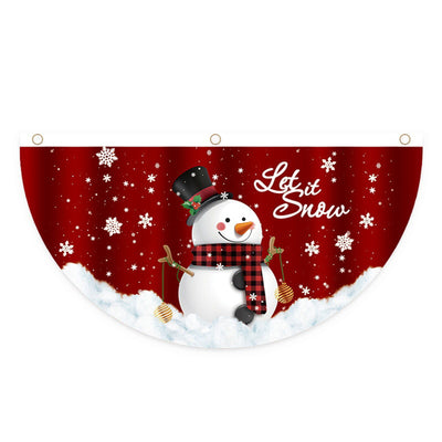 4Pcs Christmas Fan Shaped Flag Outdoors Hanging Flag Door Hanging Christmas Decorations Deer Drawn