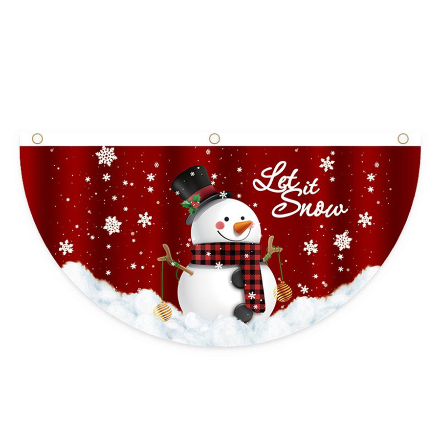 4Pcs Christmas Fan Shaped Flag Outdoors Hanging Flag Door Hanging Christmas Decorations Deer Drawn