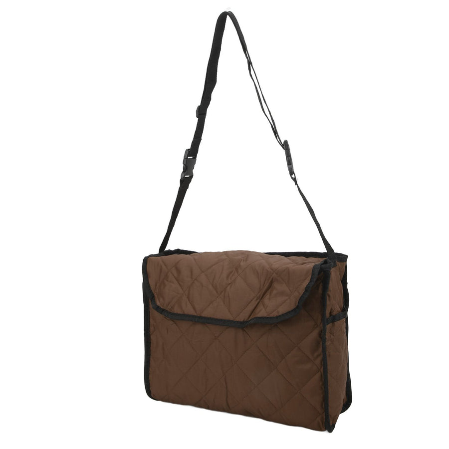 Wheelchair Hanging Storage Bag Quilted Cotton Household Walker Accessories for Scooter Trolley Brown