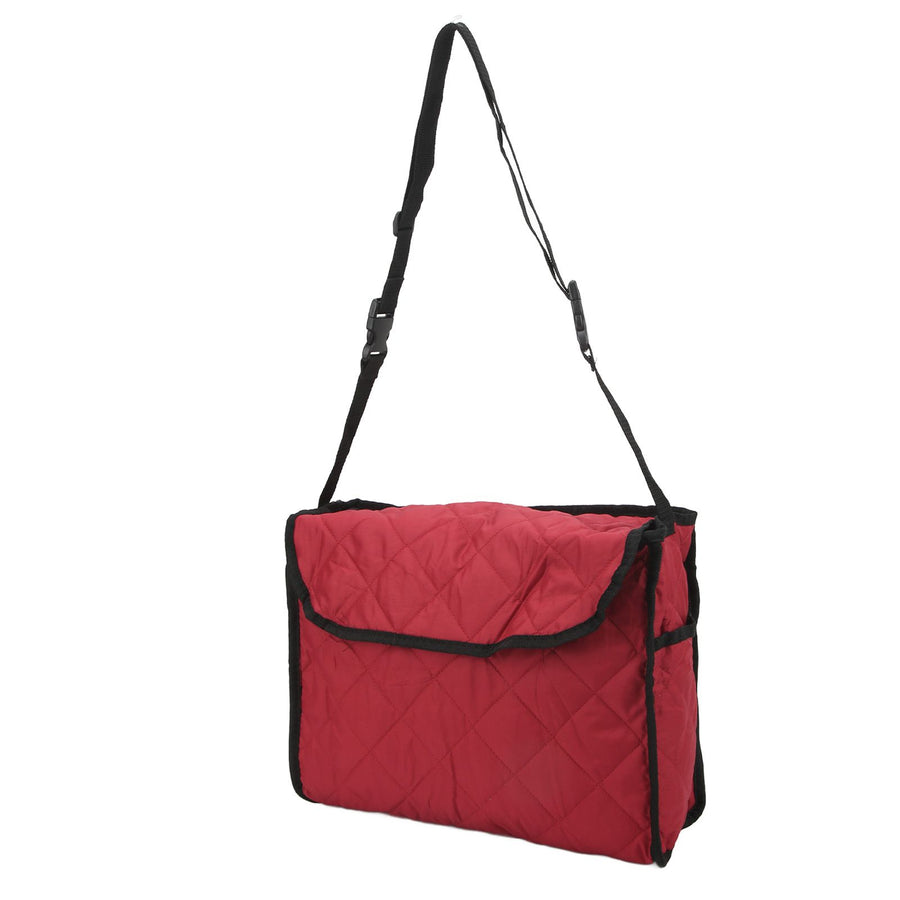 Wheelchair Hanging Storage Bag Quilted Cotton Household Walker Accessories for Scooter Trolley Wine Red