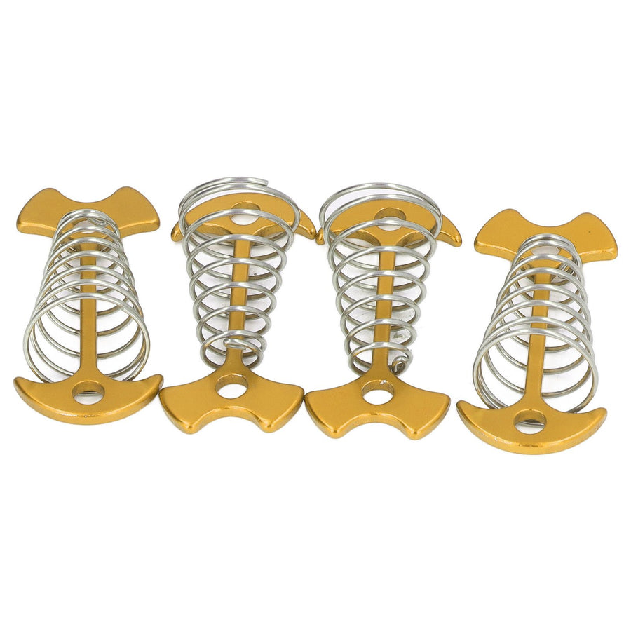 4pcs Fishbone Tent Nails Aluminum Alloy Stainless Steel Extended Plank Floor Canopy Stakes with Spring Gold