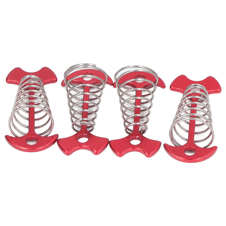 4pcs Fishbone Tent Nails Aluminum Alloy Stainless Steel Extended Plank Floor Canopy Stakes with Spring Red