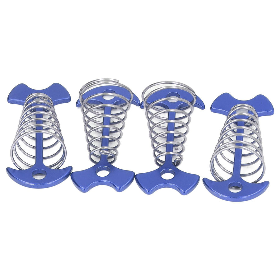 4pcs Fishbone Tent Nails Aluminum Alloy Stainless Steel Extended Plank Floor Canopy Stakes with Spring Blue