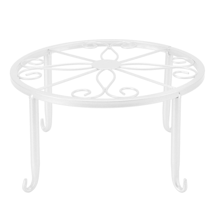 Single Layer Iron Plant Stand Floor Standing Simple Low Plant Pot Stand Balcony Living Room Flower Pot Shelf 22x22x12cm / 8.7x8.7x4.7in White