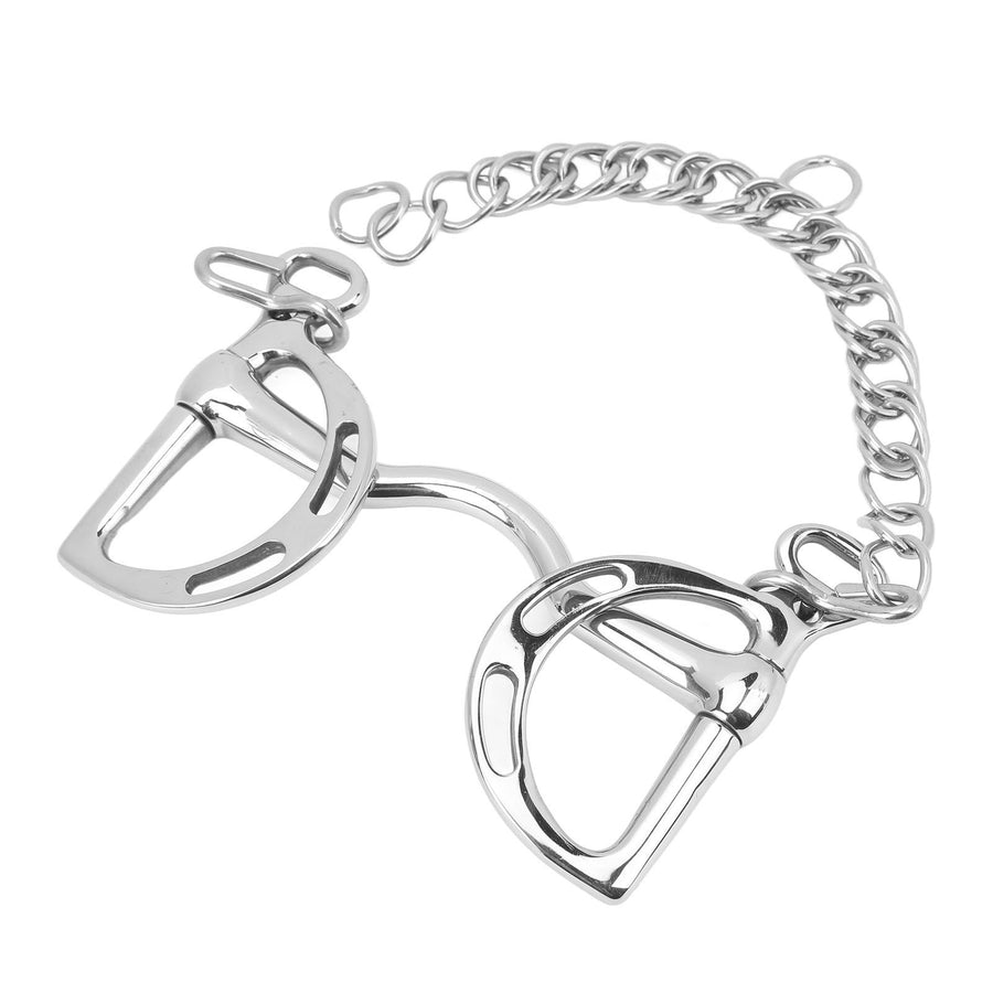 D Ring Horse Bit Stainless Steel Horse Mouth Snaffle Bit with Chain for 135mm Horse Mouth