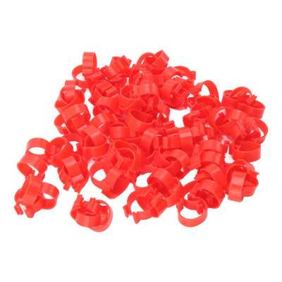 100pcs Poultry Feet Rings PP Plastic Reusable Chicken Duck Goose Leg Bands for Identification Red 25mm/1in