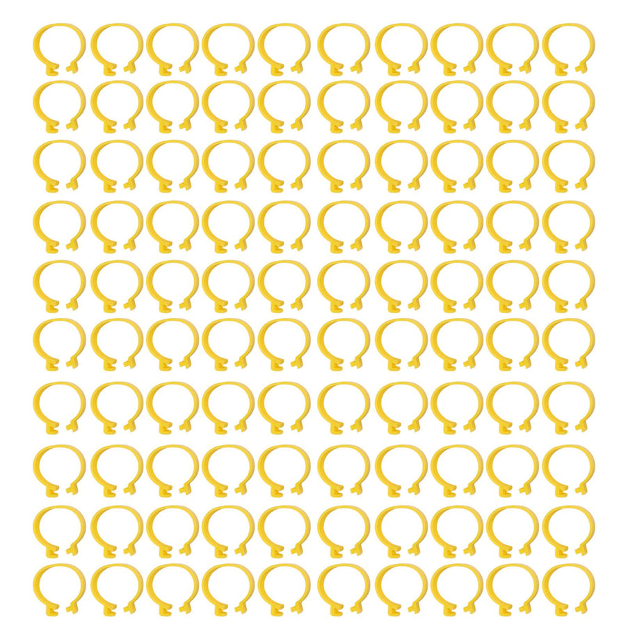 100PCS Chicken Ankle Rings Reusable Plastic Duck Leg Bands Clips For Breeding Chickens Ducks Geese Yellow 16mm/0.63in