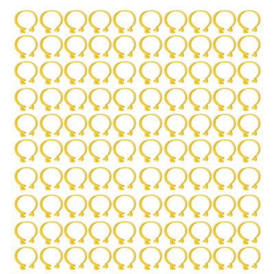 100PCS Chicken Ankle Rings Reusable Plastic Duck Leg Bands Clips For Breeding Chickens Ducks Geese Yellow 18mm/0.71in