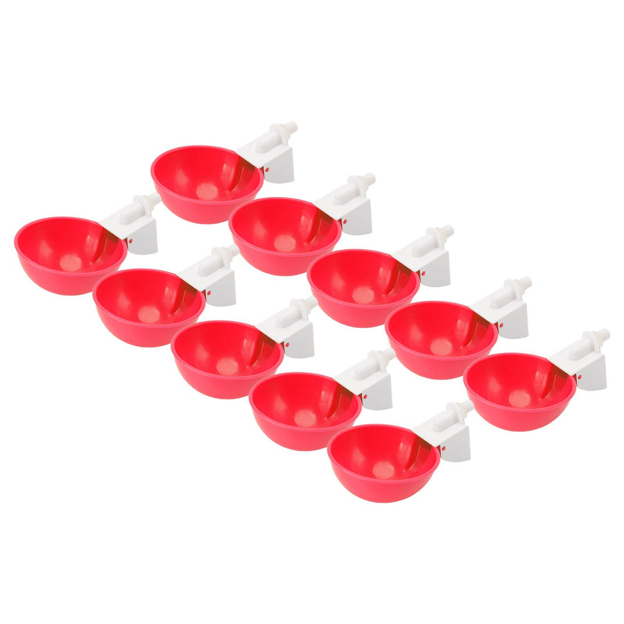 10PCS G1/8 Male Thread Chicken Waterer Cup Thicken Automatic Poultry Water Feeding Equipment for Quails Birds Red