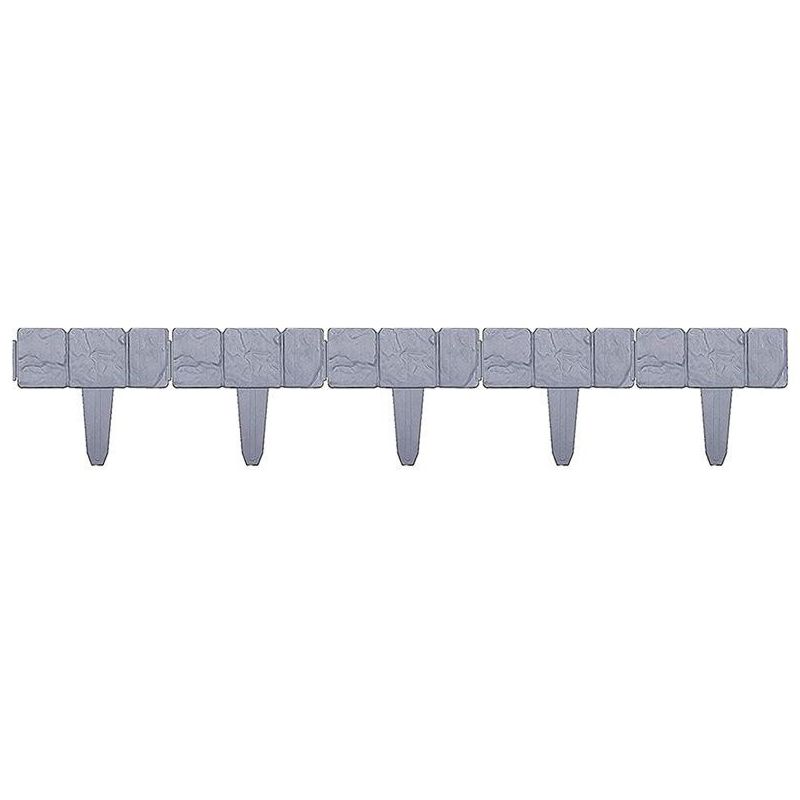 Garden Fence Border Plastic Stone Effect Flowerbed Grass Lawn Plant Decorative Edging Panels 5PCS