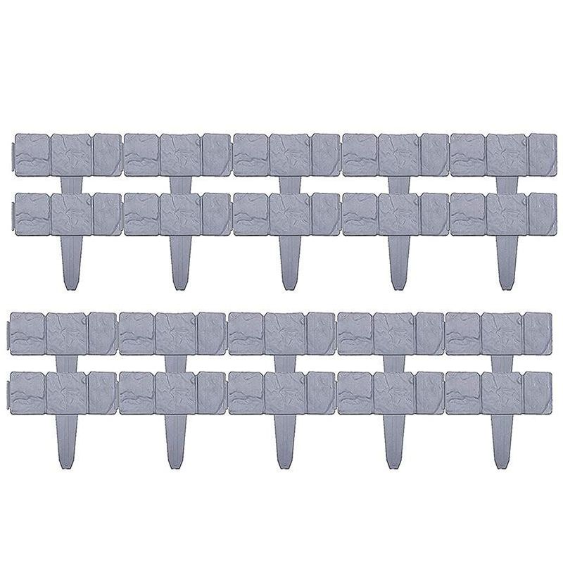 Garden Fence Border Plastic Stone Effect Flowerbed Grass Lawn Plant Decorative Edging Panels 20PCS