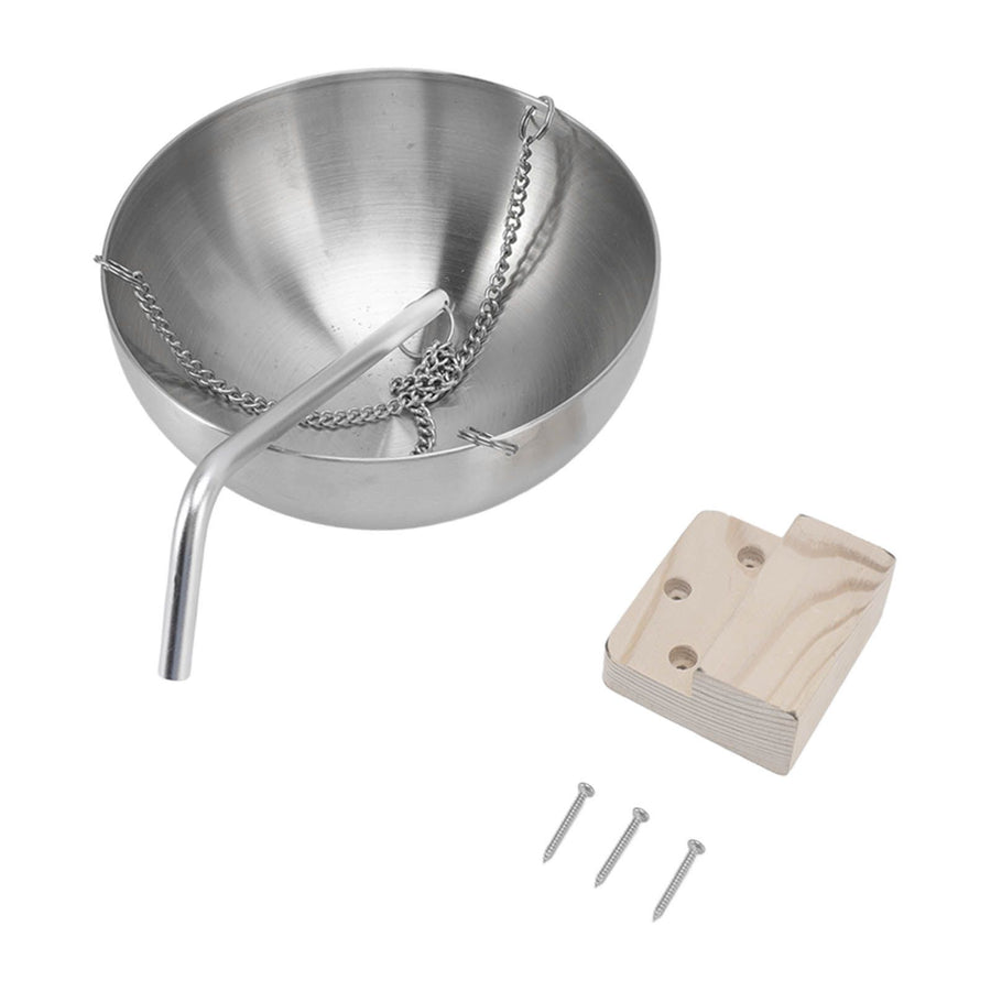 Sauna Bowl Stainless Steel Hanging Aromatherapy Oil Cup with Wooden Block for Sauna Room L 20cm