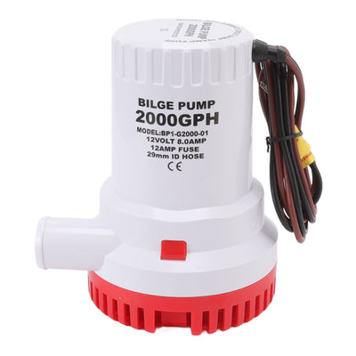 Bilge Pump Silent Boat Submersible DC Micro Drain Marine Sewage for Pond Pool 2000 GPH 12V