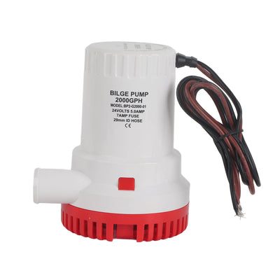 Bilge Pump Silent Boat Submersible DC Micro Drain Marine Sewage for Pond Pool 2000 GPH 24V