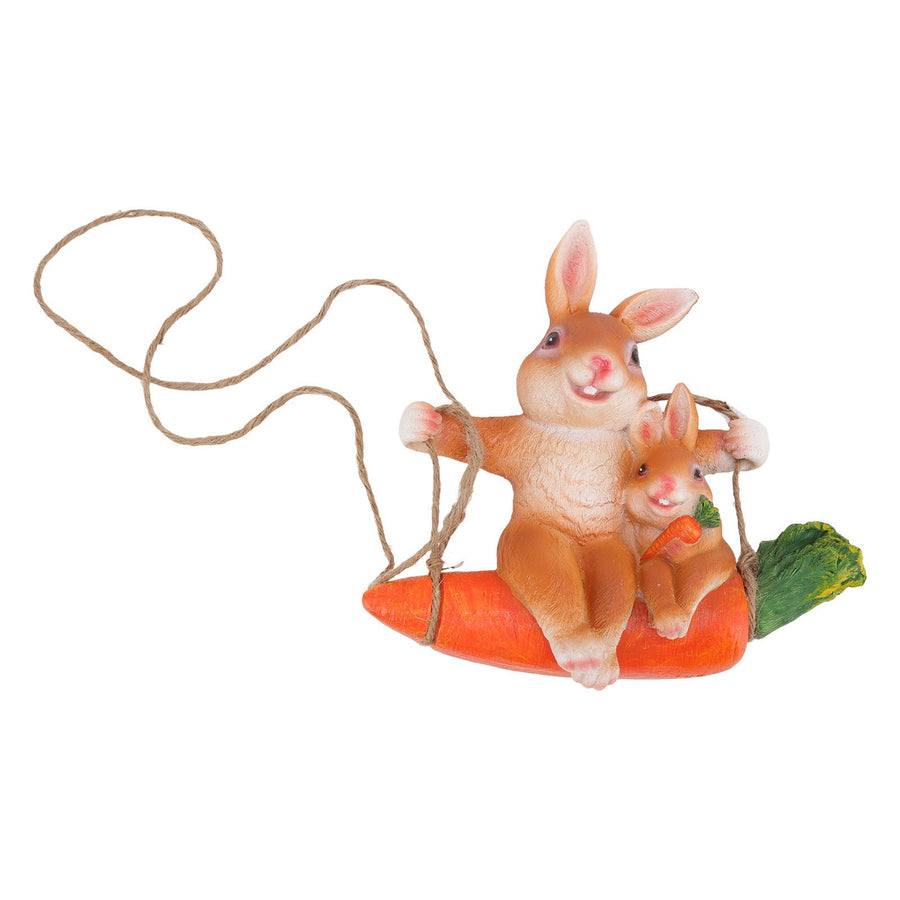 Ornament Brown Rabbit Carrot Swing Resin Modern Delicate Garden Home Decoration Gifts