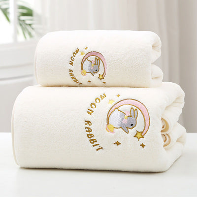 Bath Towel Coral Fleece Water Absorption Soft Thicken Shower Towel for Home Beach Beige 70x140