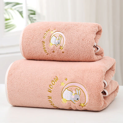 Bath Towel Coral Fleece Water Absorption Soft Thicken Shower Towel for Home Beach Pink 34x76