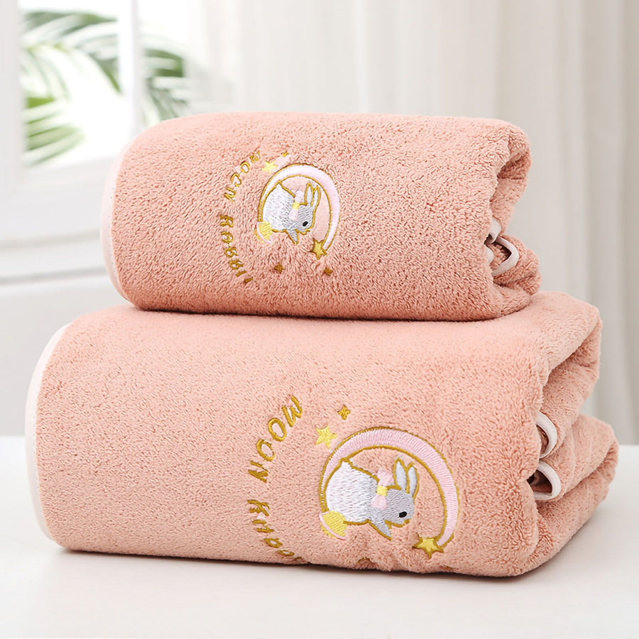 Bath Towel Coral Fleece Water Absorption Soft Thicken Shower Towel for Home Beach Pink 70x140