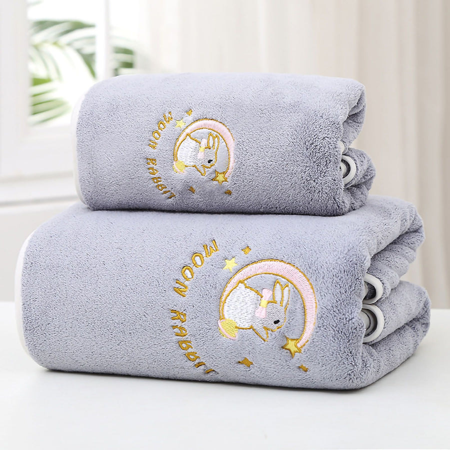 Bath Towel Coral Fleece Water Absorption Soft Thicken Shower Towel for Home Beach Grey 70x140