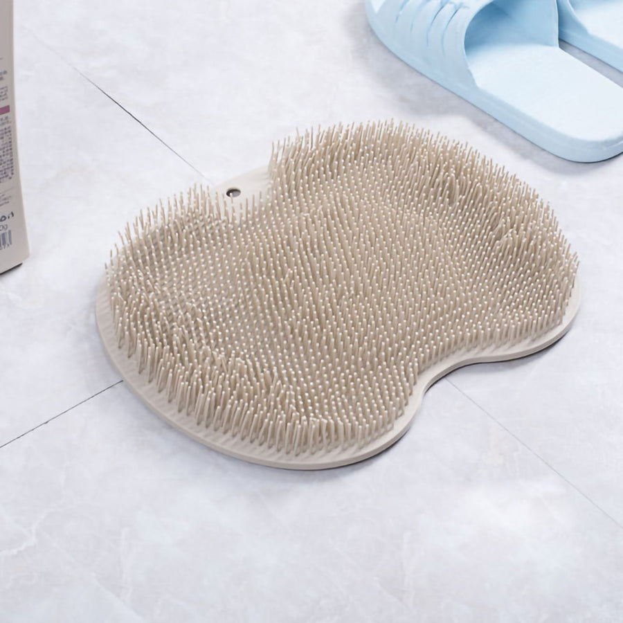 Foot Massager Scrubber Mat TPR Foldable Hook Foot Scrubber Cleaner Brush With Suction Cup Brown