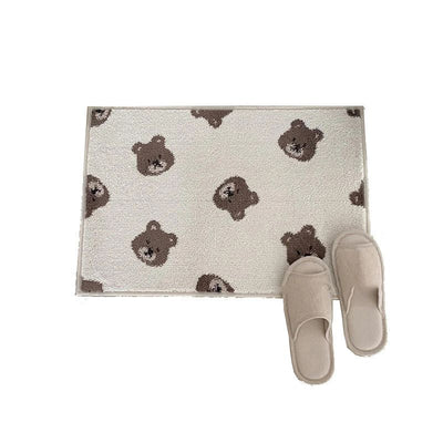 Bathroom Door Mat PVC Environment Friendly Squared Antiskid Soft Kitchen Floor Mat for Home Little Bear 40x60cm/15.7x23.6in