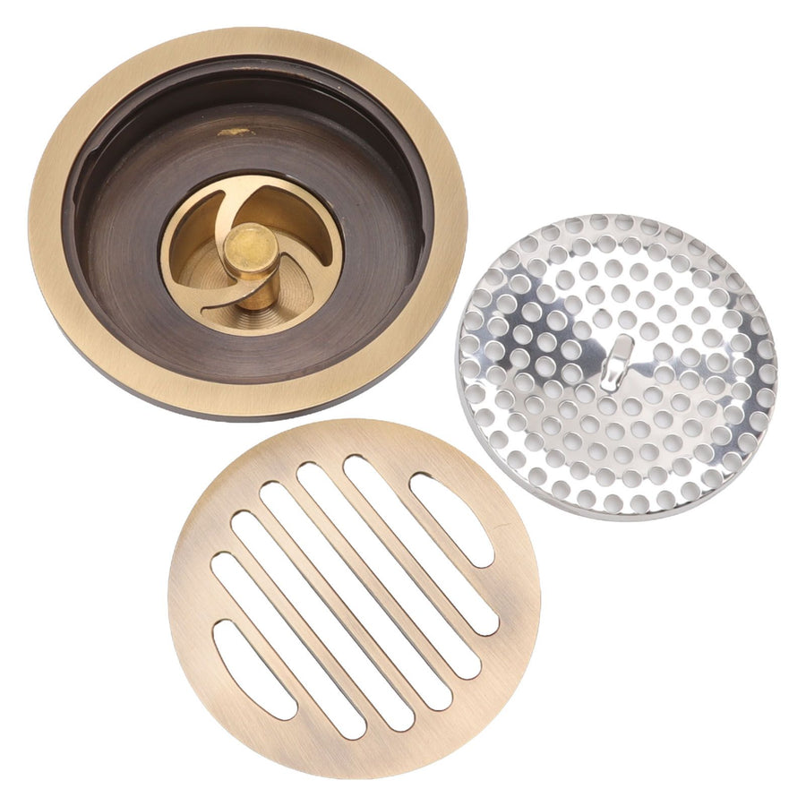Round Shower Drain Vintage Style Robust Wearproof Sturdy Circle Floor Drain for Bathroom Garage