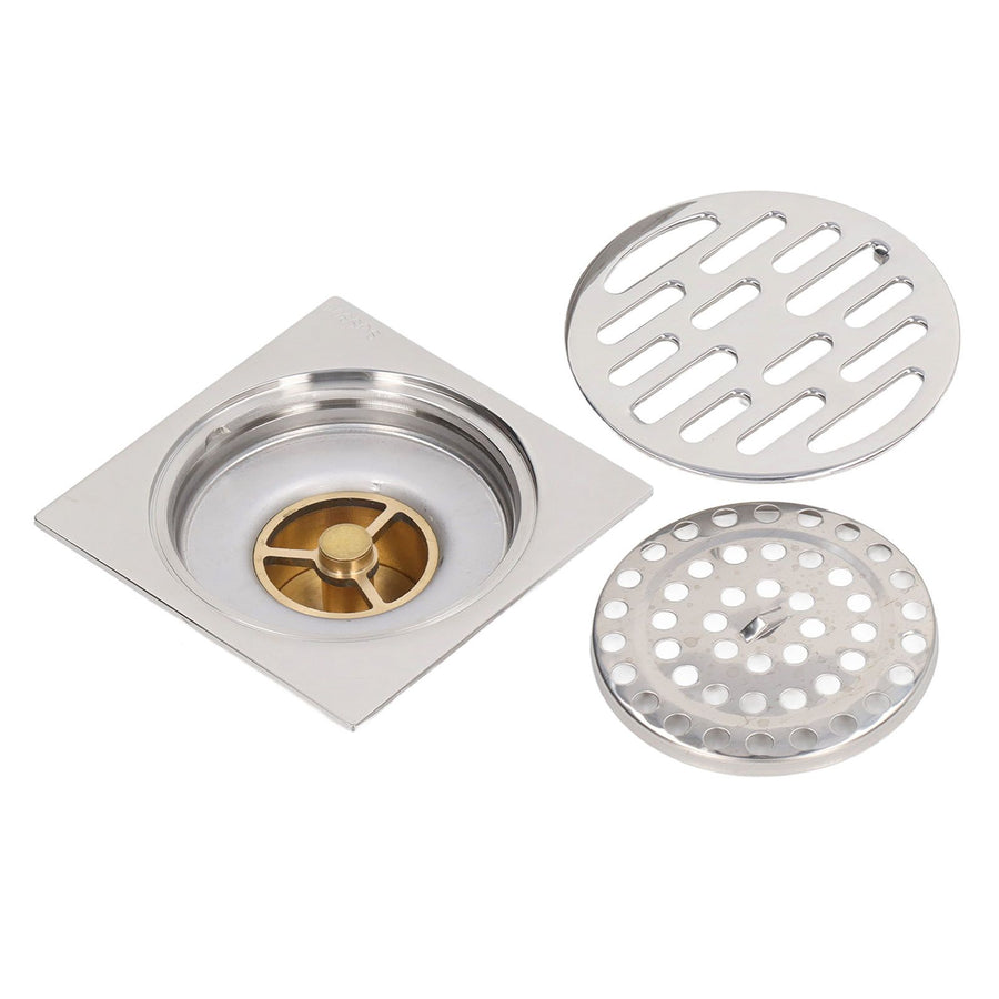 4 Inch Square Floor Drain Odor Proof Insect Proof Shallow Floor Drain with Pure Copper Core for Bathroom Kitchen Balcony Plating Shallow Water