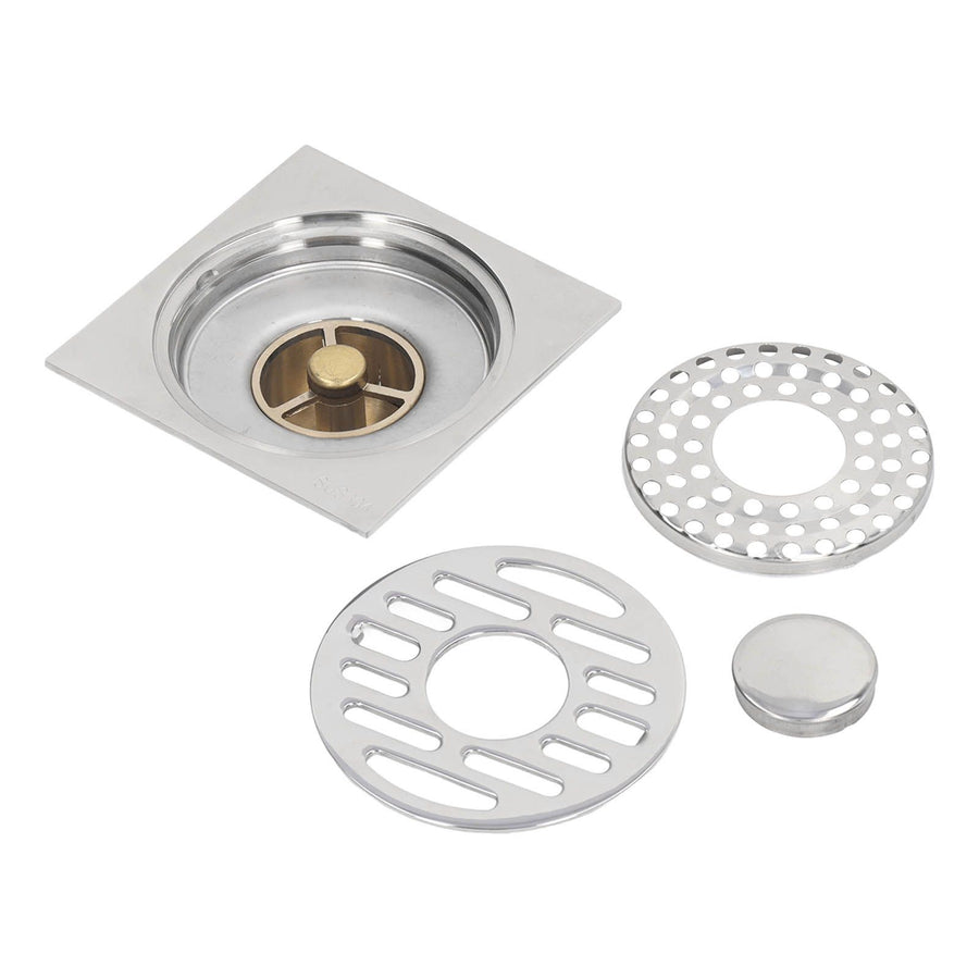 Shower Grates Electroplating Square Odor and Insect Repellent Lengthen Large Displacement Floor Drain for Bathroom Balcony S