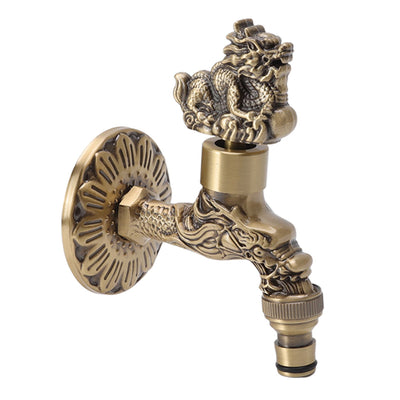 Water Faucet Copper Tap G1/2 Female Thread Home Decoration for Sink Basin Bathroom Kylin and Dragon Pattern