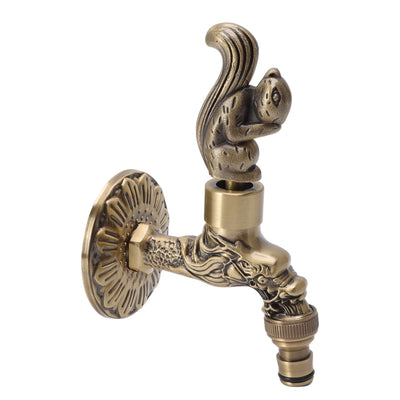 Water Faucet Copper Tap G1/2 Female Thread Home Decoration for Sink Basin Bathroom Squirrel and Dragon Pattern