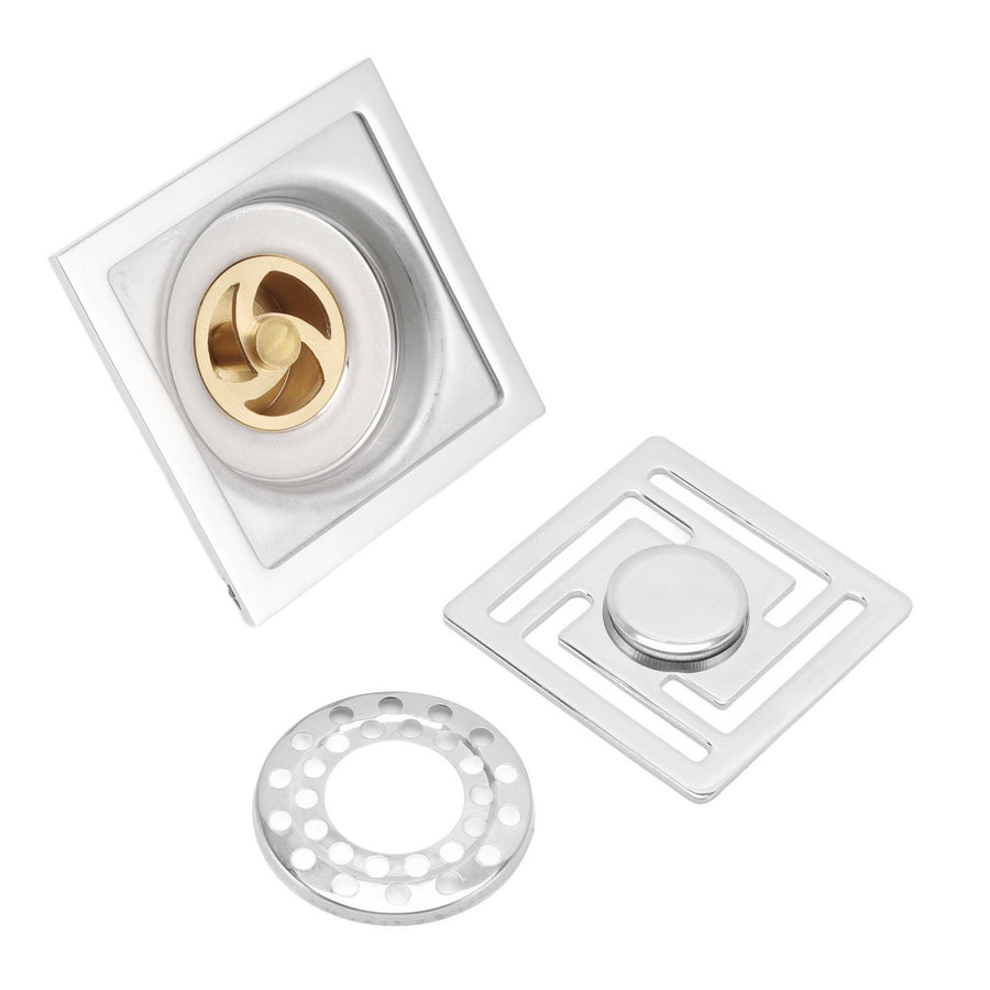 Stainless Steel Floor Drain Square Large Displacement Deodorant Shower Floor Drain for Kitchens Bathrooms Garages Basements Balconies