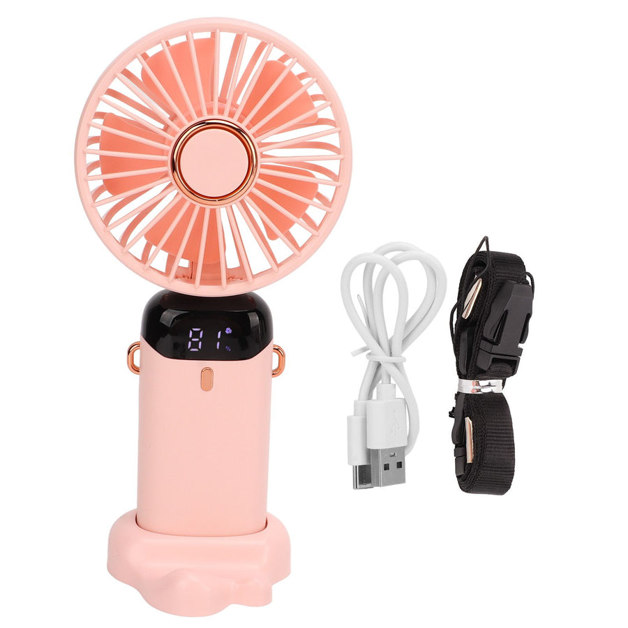 Neck Fan 5 Speed Mode Strong Airflow LED Battery Indicator Detachable Hands Free USB Handheld Fan for Office Travel Home