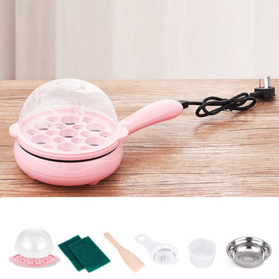 Multifunctional 2 in 1 Egg Cooker Non Stick Egg Frying Pan Egg Boiler Automatic Off Egg Boiler Machine for Home Dormitory Pink