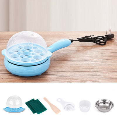 Multifunctional 2 in 1 Egg Cooker Non Stick Egg Frying Pan Egg Boiler Automatic Off Egg Boiler Machine for Home Dormitory Blue