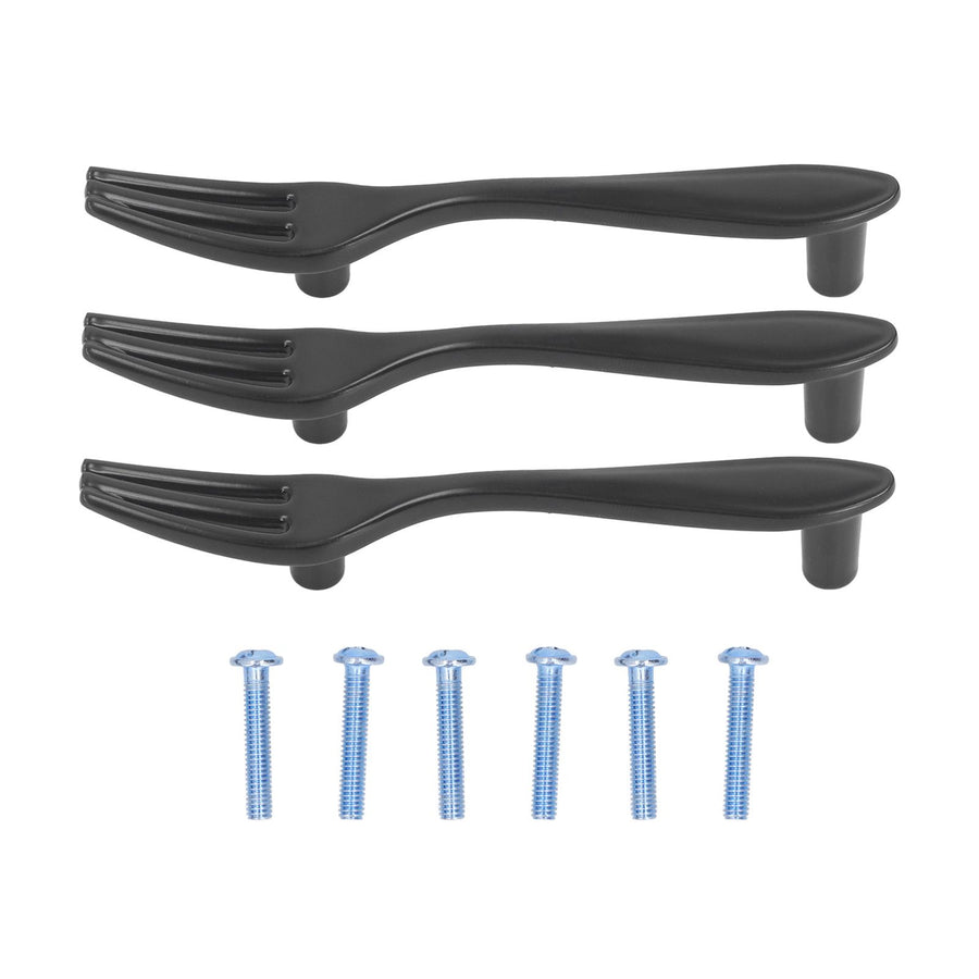 3Set Door Handles Thickened Cutlery Tableware Shaped Cabinet Pulls for Drawer Wardrobe Bookshelves Black Fork