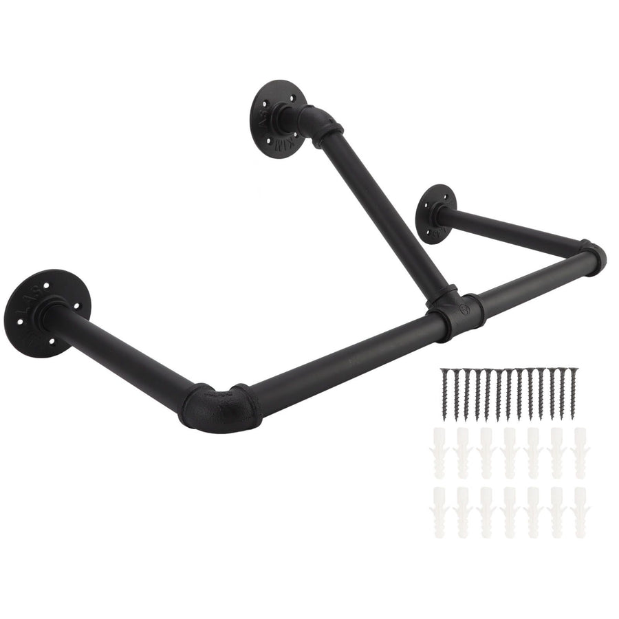 22in Industrial Pipe Clothing Display Rack Wall Mounted Clothes Rack Hanger Iron Clothes Hanging Rod Bar for Home Hotel
