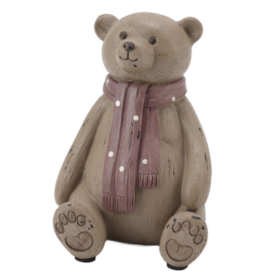 Scarf Bear Ornament Exquisite Workmanship Resin Bear Statue with Antislip Soft Rubber Pad for Living Room Porch