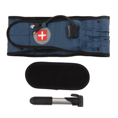 Back Decompression Belt Inflatable Relaxing Muscles Traction Function TPU Material Lower Back Support Device Blue Silver Inflator L