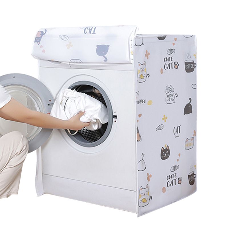 Dust Cover Cartoon Pattern Waterproof UV Resistance Anti Dirty Thickened Cover for 10kg Washing Machine Cat Clamshell Type 55 X 75 X 100