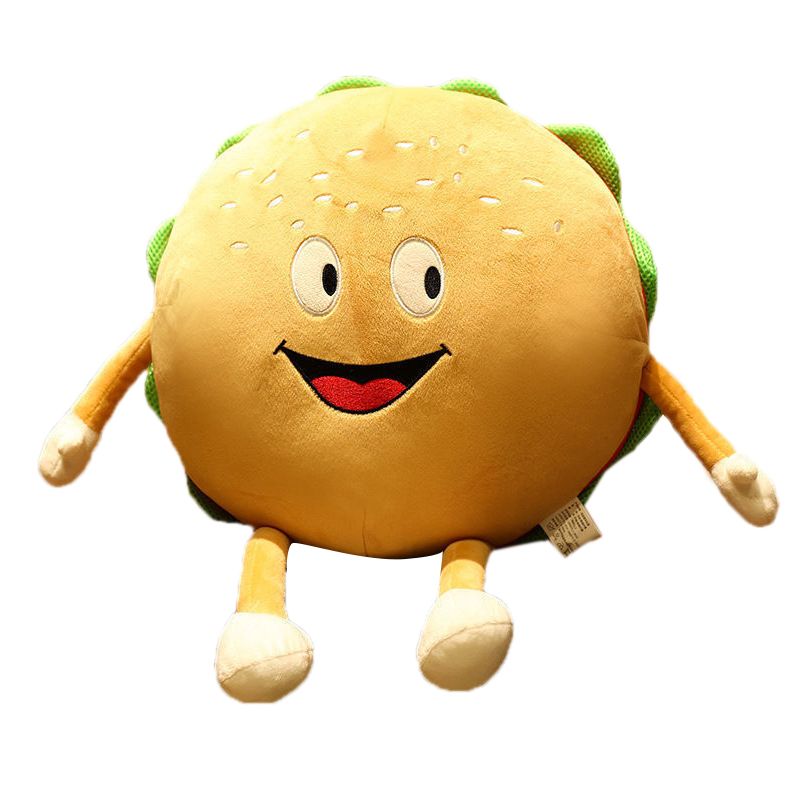 Hamburger Throw Pillow Multi Purpose Plush and PP Cotton Back Pillow for Valentine's Day Birthday Gift Toy Type 3 30cm/11.8in