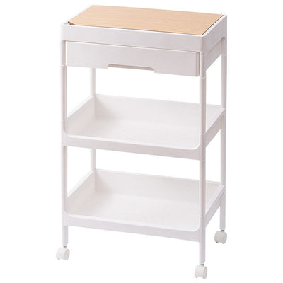 Rolling Cart Large Capacity Eco Friendly PP MDF Sturdy Construction Space Saving Utility Cart For Beauty Salon Dormitory 3 Tier, with Cover and Wheel