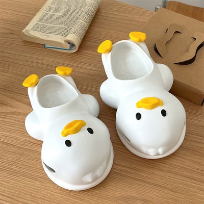 Cartoon Duck Slippers Women Summer Indoor Outdoor PVC Cute Sandals Birthday Gift for Beach Party Yellow 40-41