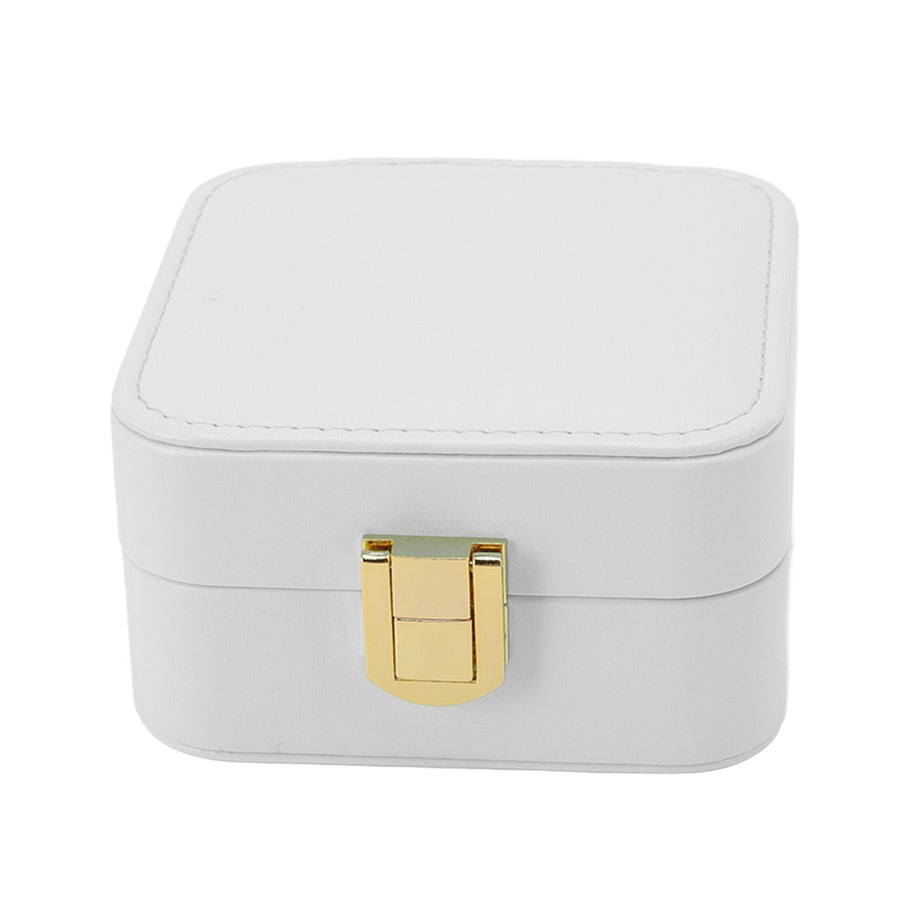 Jewelry Case Small Jewelry Box Organizer Display Storage Portable for Rings and Earrings Beige