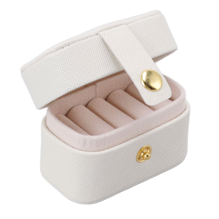 Mini Ring Storage Box PU Leather Small Jewelry Box Organizer Small Travel Earring Case White