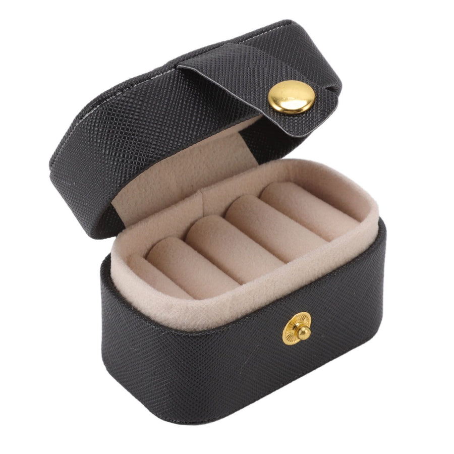 Mini Ring Storage Box PU Leather Small Jewelry Box Organizer Small Travel Earring Case Black