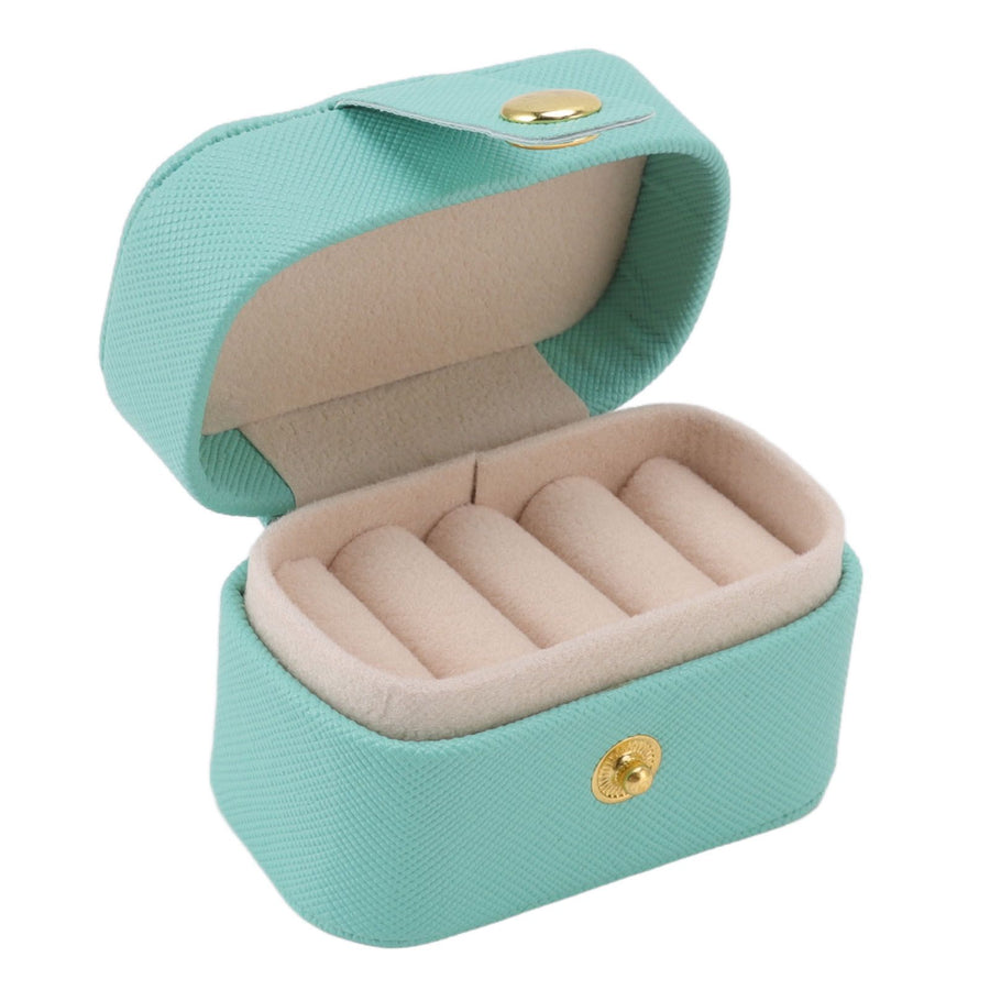 Mini Ring Storage Box PU Leather Small Jewelry Box Organizer Small Travel Earring Case Blue
