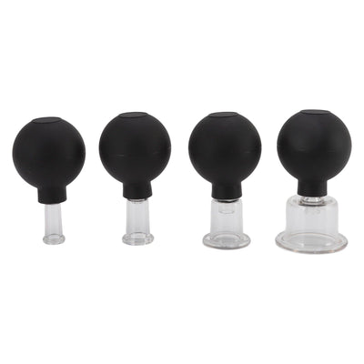 4Pcs Glass Cupping Set Black Silicone Ball Massage Vacuum Suction Cupping for Facial Skin