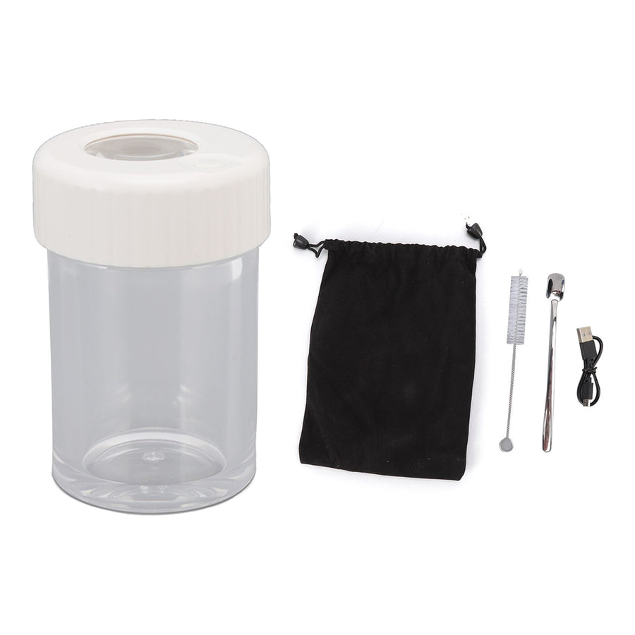 Magnifying Viewing Jar Multifunction Waterproof Magnifying Glass Storage Jar with LED Light for Home Travel White